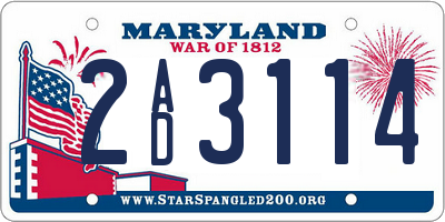MD license plate 2AD3114