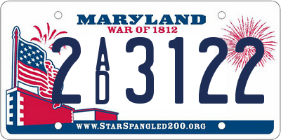 MD license plate 2AD3122