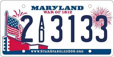 MD license plate 2AD3133