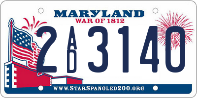 MD license plate 2AD3140