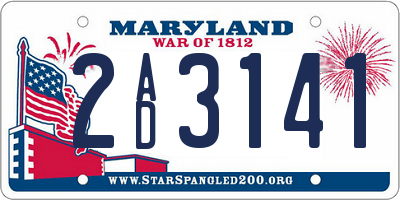 MD license plate 2AD3141