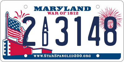 MD license plate 2AD3148