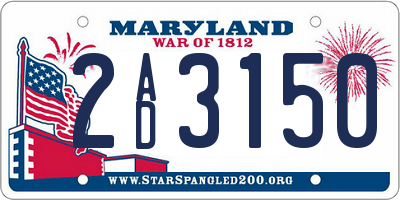 MD license plate 2AD3150