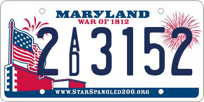 MD license plate 2AD3152