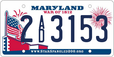 MD license plate 2AD3153