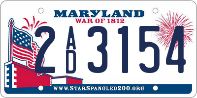 MD license plate 2AD3154