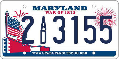 MD license plate 2AD3155