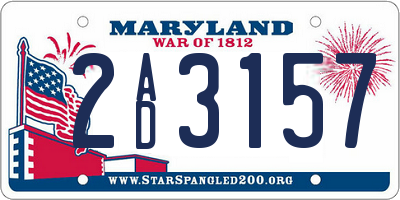 MD license plate 2AD3157
