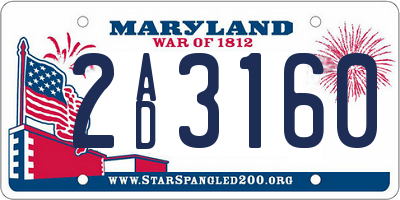 MD license plate 2AD3160