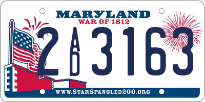 MD license plate 2AD3163