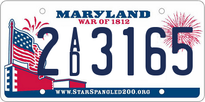 MD license plate 2AD3165