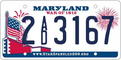 MD license plate 2AD3167