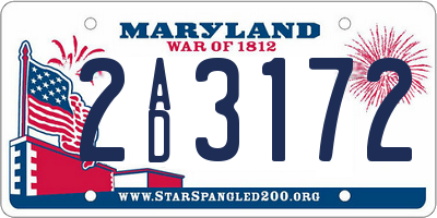 MD license plate 2AD3172