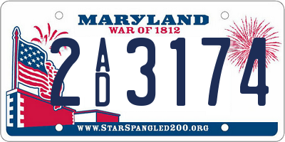 MD license plate 2AD3174