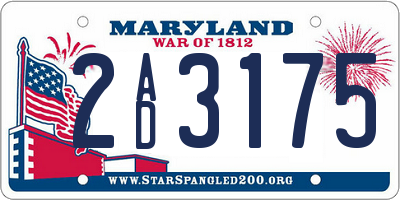 MD license plate 2AD3175