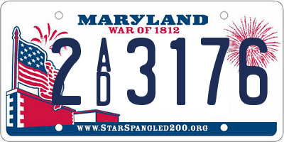 MD license plate 2AD3176