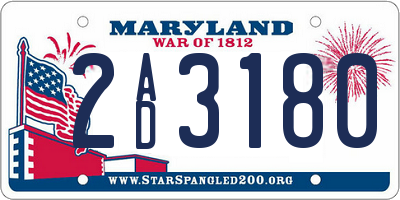MD license plate 2AD3180