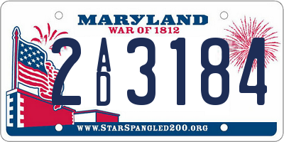 MD license plate 2AD3184