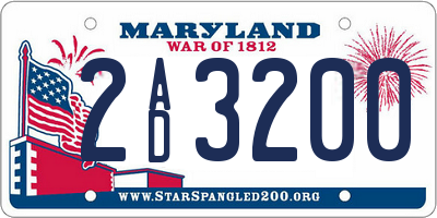 MD license plate 2AD3200