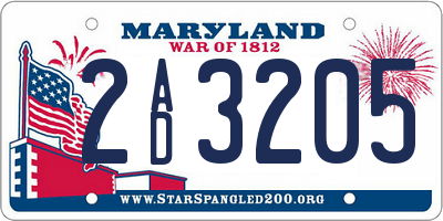MD license plate 2AD3205