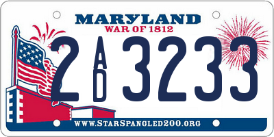 MD license plate 2AD3233