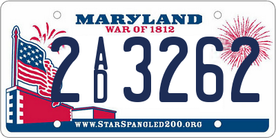 MD license plate 2AD3262