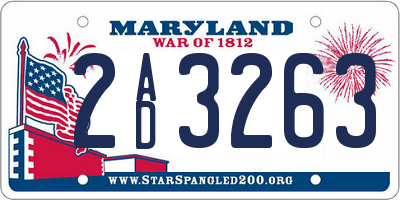 MD license plate 2AD3263