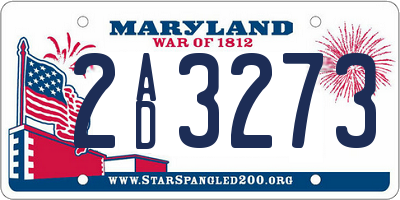MD license plate 2AD3273