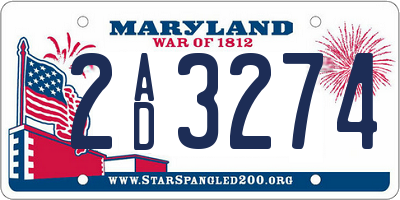 MD license plate 2AD3274