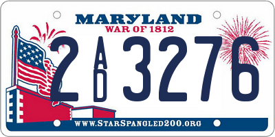 MD license plate 2AD3276