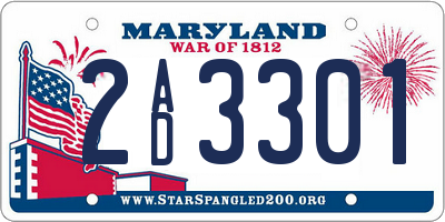 MD license plate 2AD3301