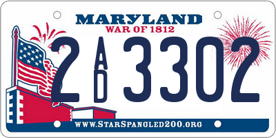 MD license plate 2AD3302