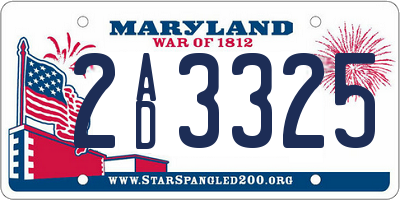 MD license plate 2AD3325