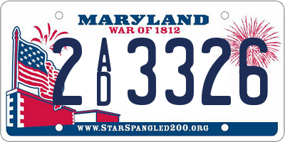 MD license plate 2AD3326