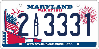 MD license plate 2AD3331