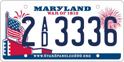 MD license plate 2AD3336