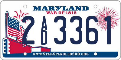 MD license plate 2AD3361