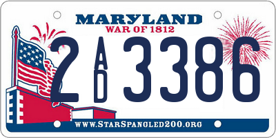 MD license plate 2AD3386