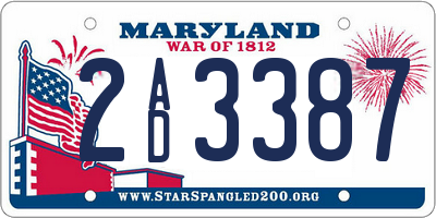 MD license plate 2AD3387