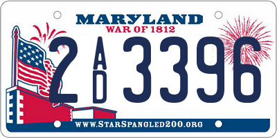 MD license plate 2AD3396