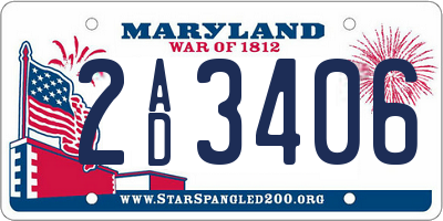 MD license plate 2AD3406