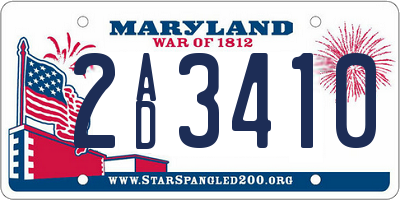 MD license plate 2AD3410