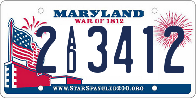 MD license plate 2AD3412