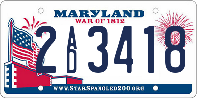 MD license plate 2AD3418