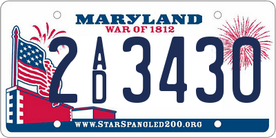 MD license plate 2AD3430