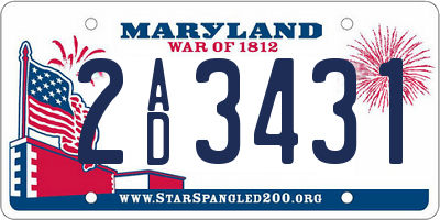 MD license plate 2AD3431