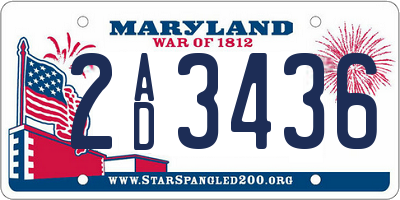 MD license plate 2AD3436