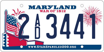 MD license plate 2AD3441