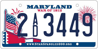 MD license plate 2AD3449