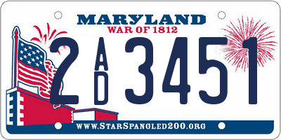 MD license plate 2AD3451